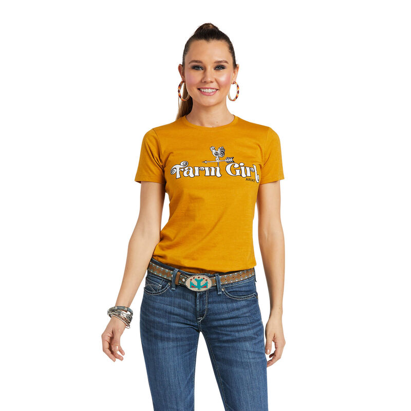 Ariat T-Shirts Damen - Farm Girl Gelb ( OZHGL-3476 )